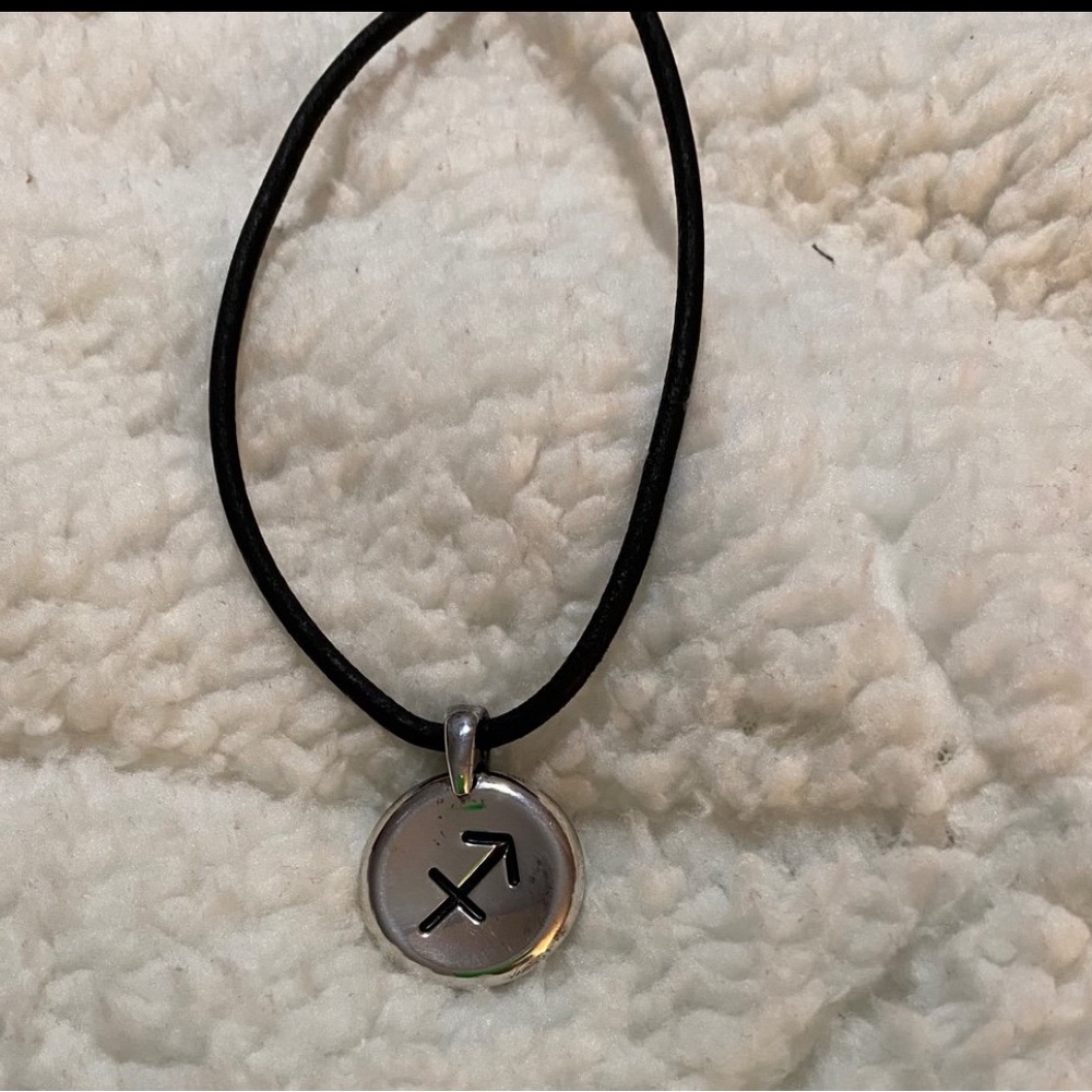 Silver Movado Sagittarius Zodiac Pendant Necklace